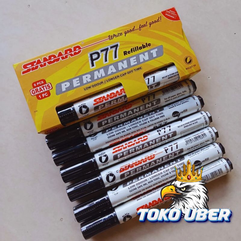 

Spidol Standard Permanent P77 1 box isi 6pcs+1pcs