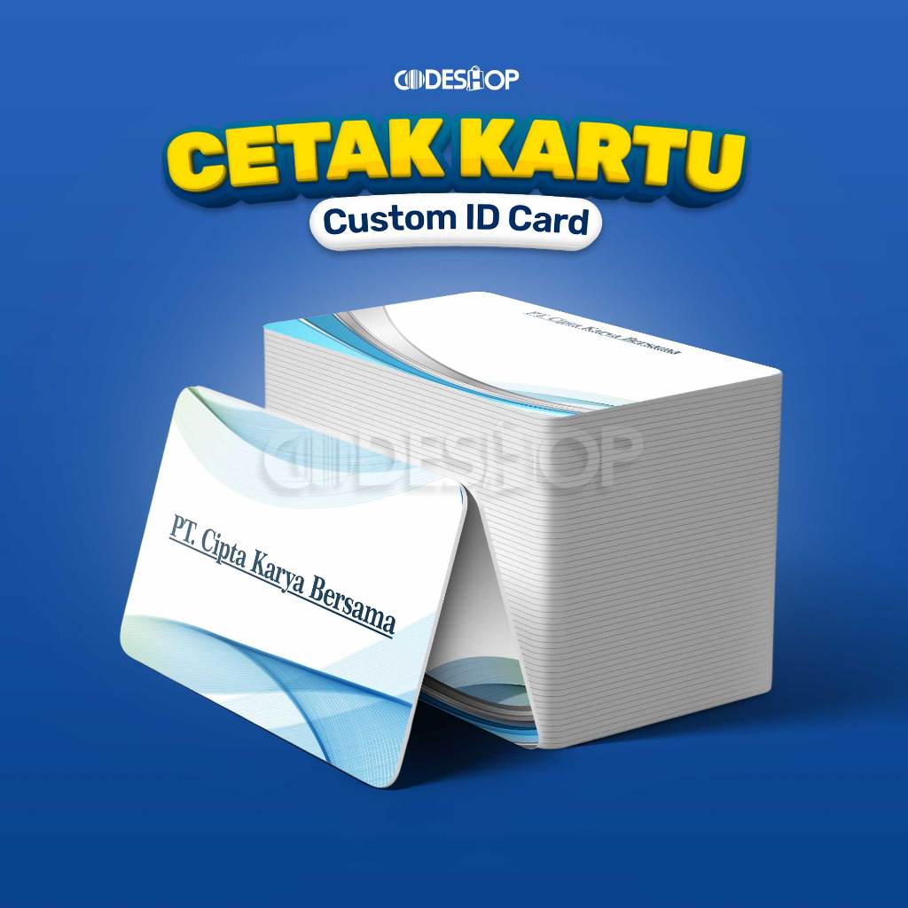 

Jual Cetak Kartu Custom Preprinted - Kartu Identitas - Print Custom Name Tag Minimal Pemesanan 50
