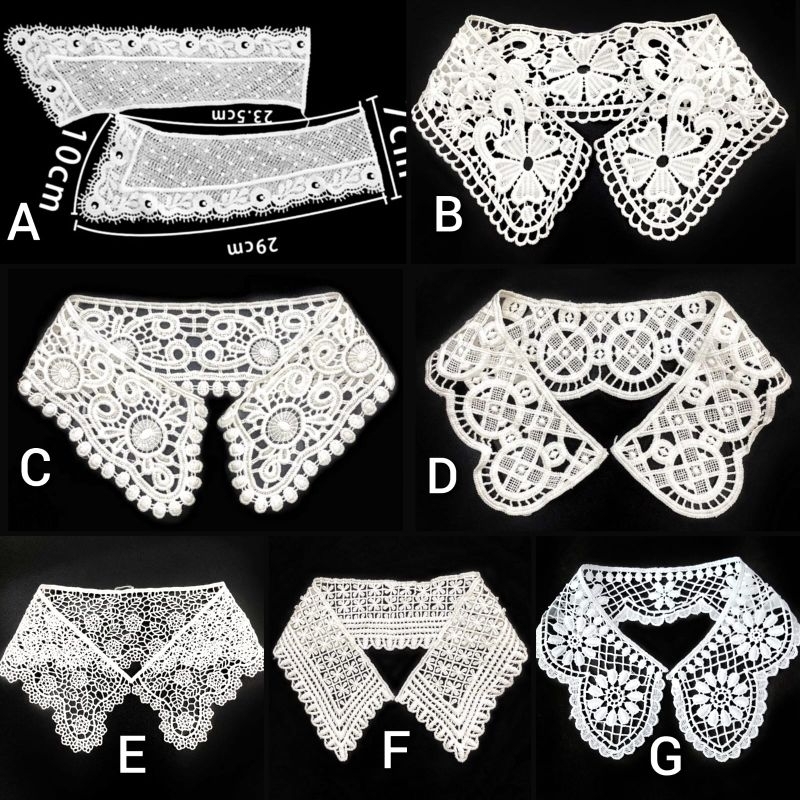 kerah standard import ( 2 ), aplikasi kerah, kerah bordir, renda kerah