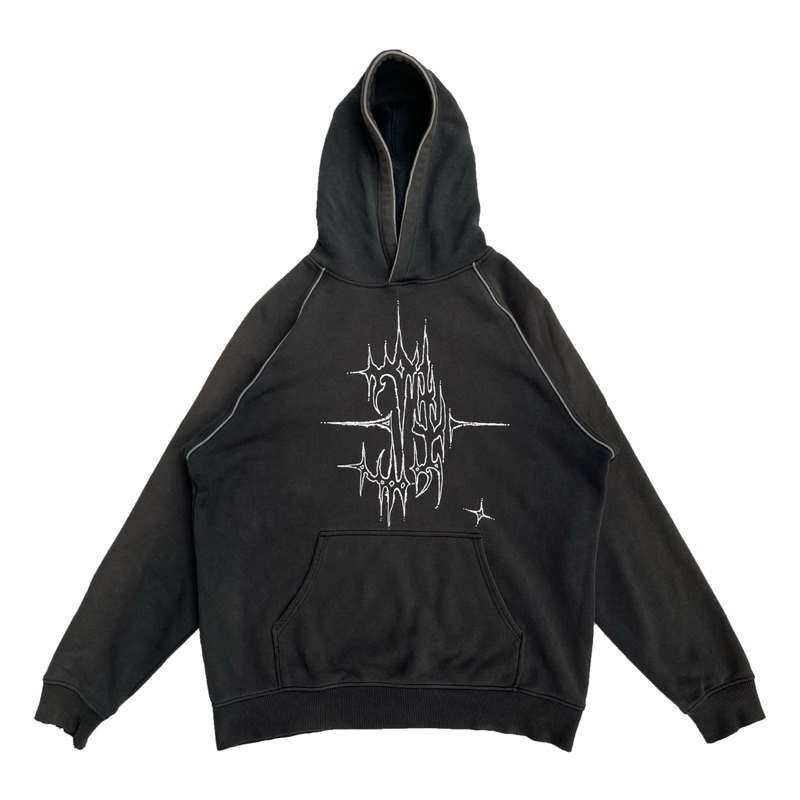 UNIQLO BLACK FADED PAINT HOODIE (REWORK)