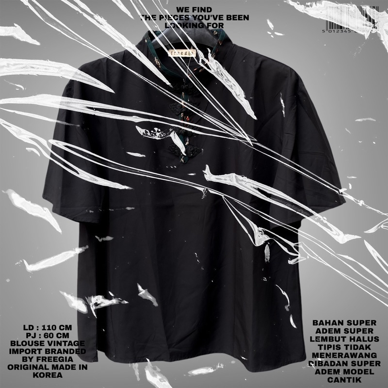 FREEGIA ORIGINAL/BLOUSE IMPORT PREMIUM/KOREAN BLOUSE/BLOUSE KOREAN LOOK/KOREAN STYLE/BLACK/IMPORT BL