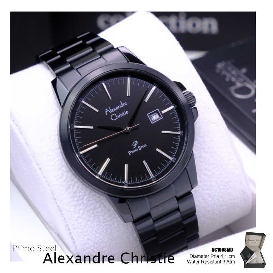 Alexandre Christie ORIGINAL jam tangan pria rantai hitam AC 1008 Alexander Cristie 100% ori