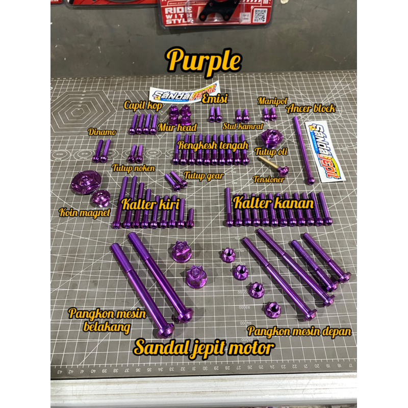 BAUT TITANIUM SET MESIN CB GL MP TIGER GL100 BAUT TITANIUM FULL SET MESIN CB GL MP TIGER Gl100 BAUT 