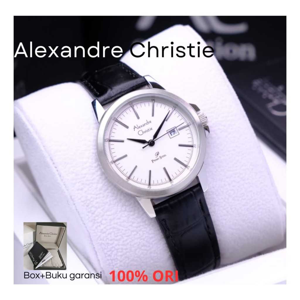 Alexandre Christie ORIGINAL jam tangan wanita tali kulit AC 1008 silver Alexander Cristie ori baru