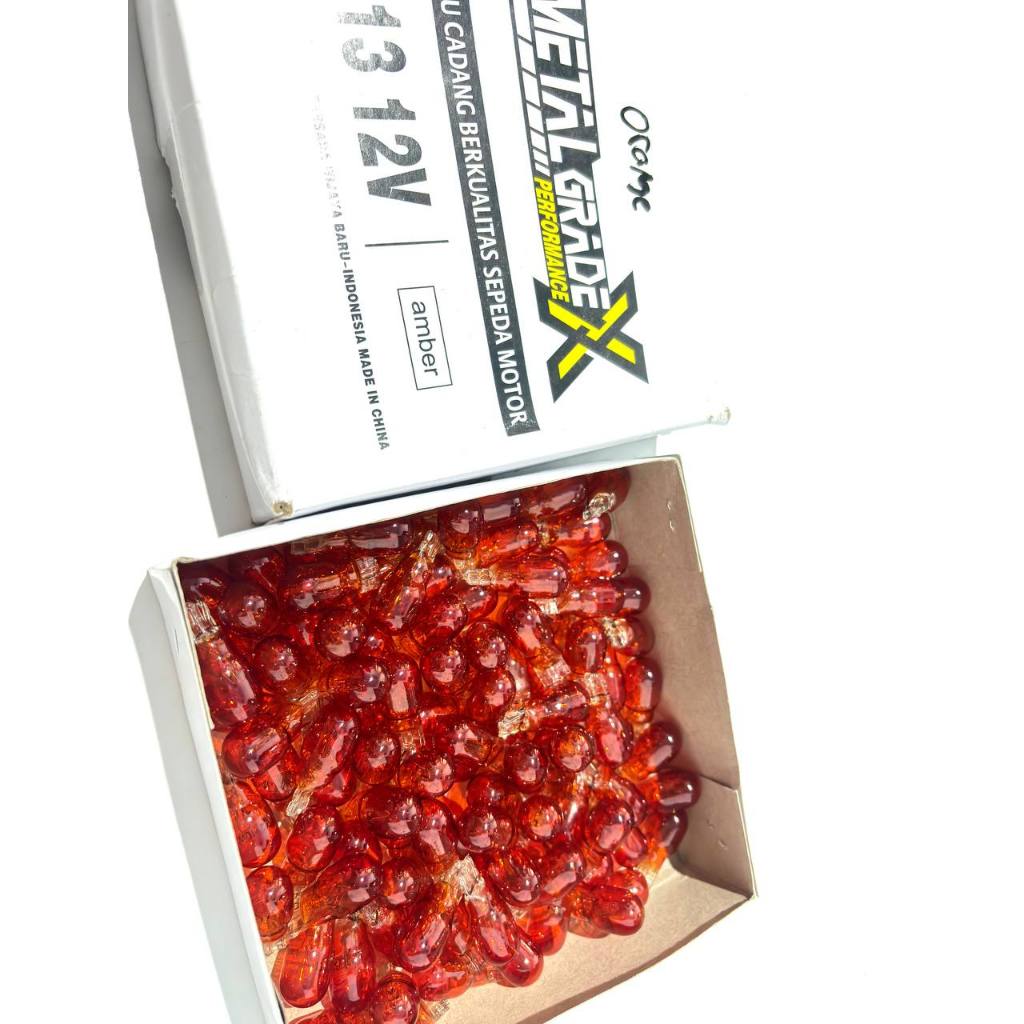 Dop riting bohlam lampu sen sein tancap t13 12v orange standar/dop riting standar motor