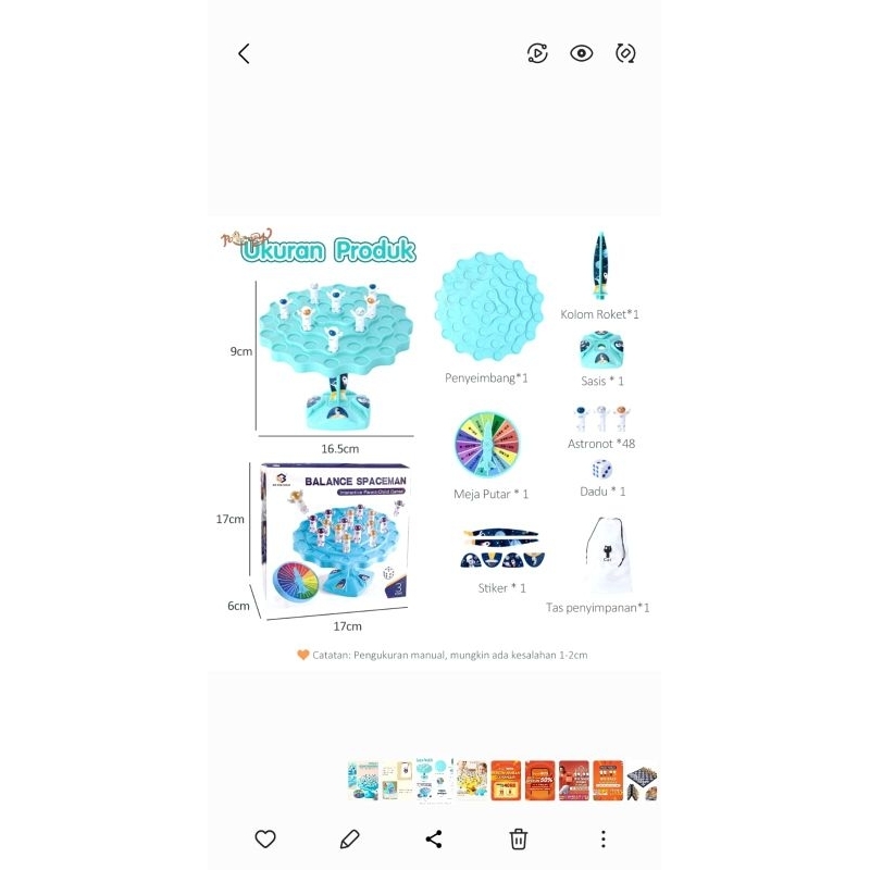 Papan Permainan Balanced Tree Astronauts Balance Tree Astronot Family Game