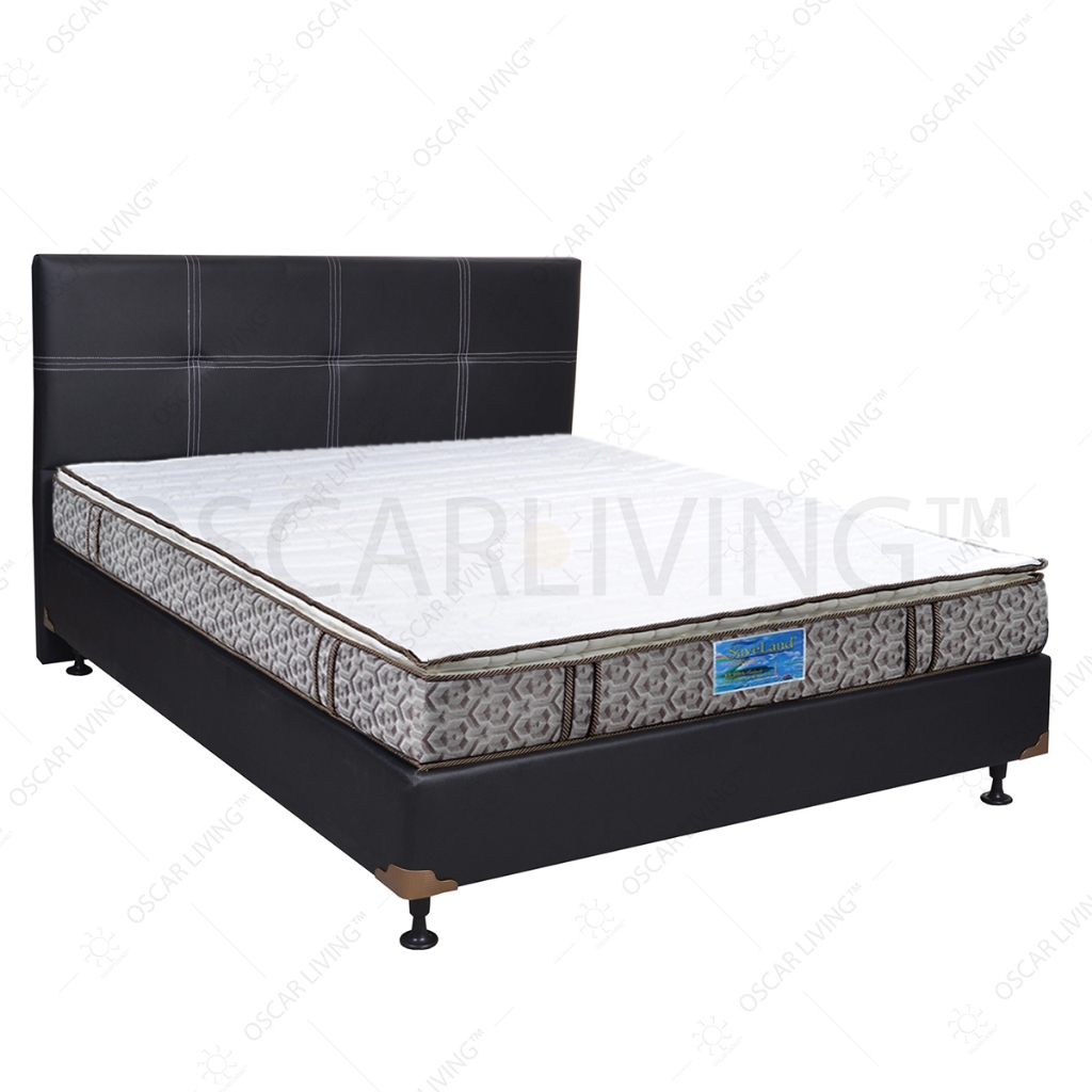 SaveLand Kasur Busa Rebounded Ultra Super Pillowtop Tebal 25 Cm Putih Set Oreo Hb Elegance Hitam Ful