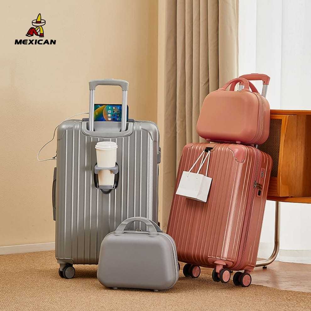 Mexican Koper Travel 2 in 1 Koper Bagasi 22'' 24'' Inch USB Charger Kapasitas Besar Koper Kabin 20 I