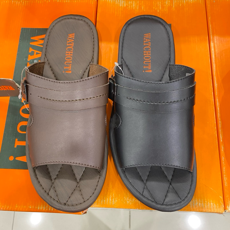 • WATCHOUT • sandal selop kulit pria