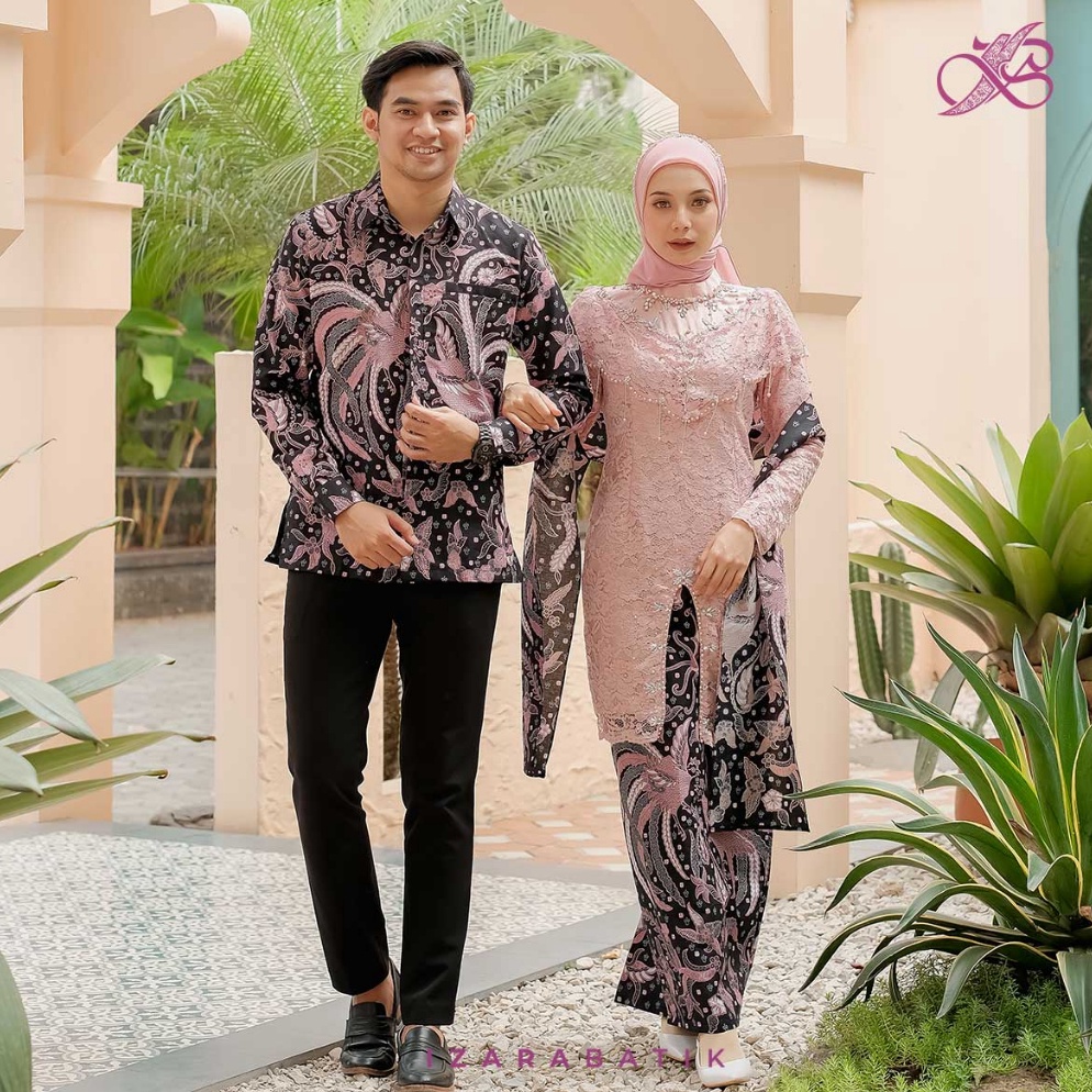 KODE G18B Zivana RoseGold  Setelan Baju Batik Kebaya Modern Tunic Couple Wisuda Lamaran Kondangan iz