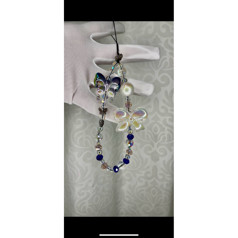 PHONE CHARM SWAROVSKI GRADE BLUE BUTTERFLY