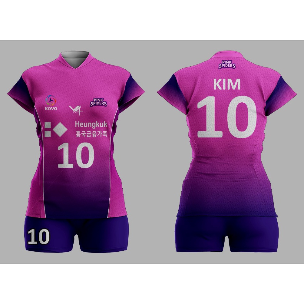 KODE V33I Jersey Olahraga Volly Voli Pink Spider cewek Free Nick Name terbaru 224
