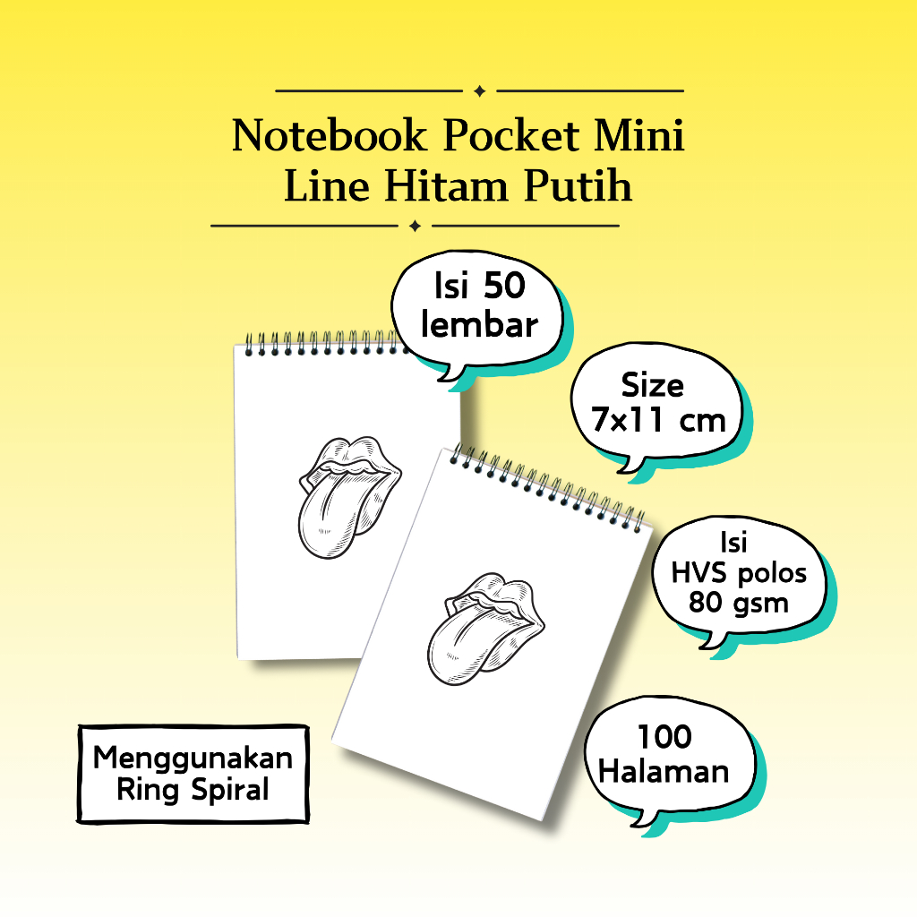 

(50 Lembar) Notebook Pocket Mini Buku Saku Motif Simple Kids Edition Sketchbook Polos A7