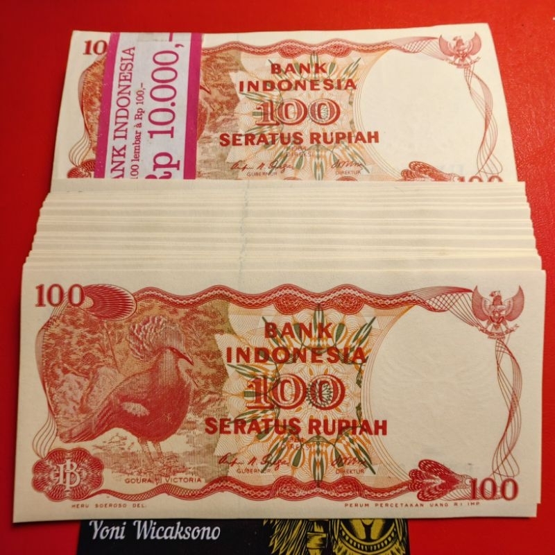 100 rupiah goura 1984 GRESS mulus