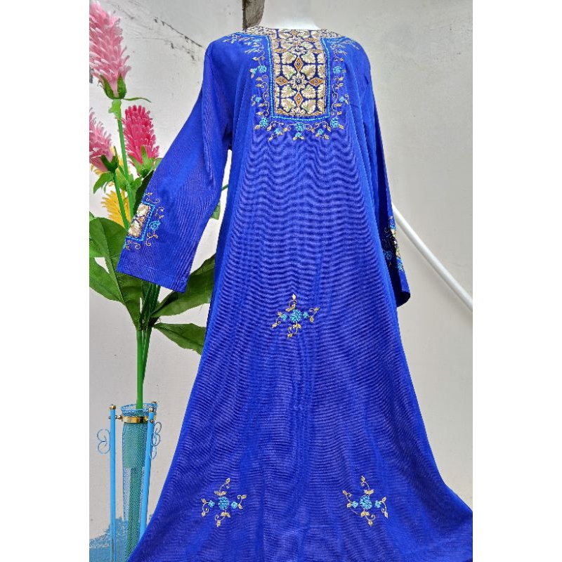 Abaya Abaya Warna Elegan Bahan Katun Tebal Bordir Mewah