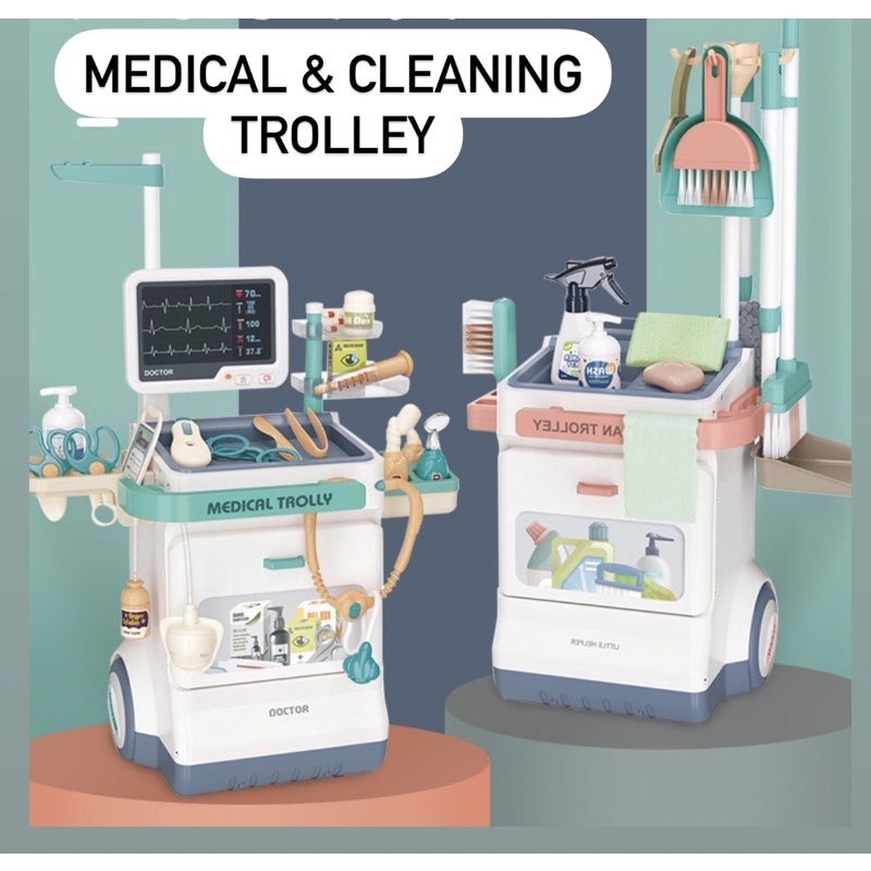 Diskon 2 Pengguna Baru DRTR3 Mainan Dokter Ronsen Medical Cleaning Service Trolley Kado Anak A65
