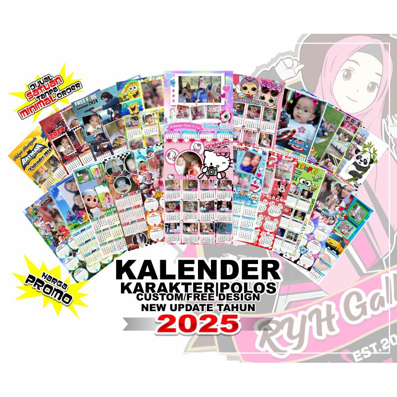 

Kalender 2024 dinding | Poster Lucu Lol Cars Hello Kitty kartun Spongebob Nussa & rara Doraemon Unicorn Kuda Spiderman Ultraman Pony Tayo keroppi BoboiBoy Bunga Islami Custom Foto