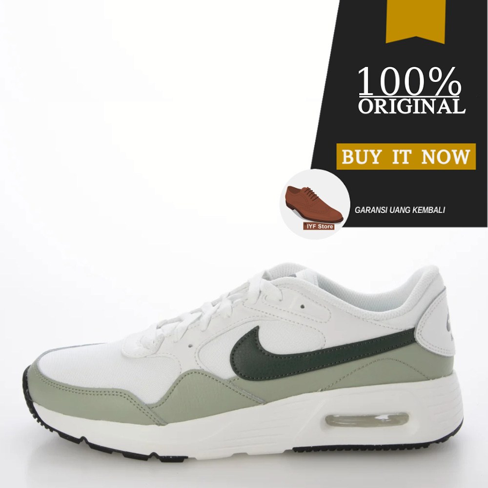 Sepatu Pria Original Sneakers Nike Air Max SC - White/Vintage Green   Style : CW4555-115