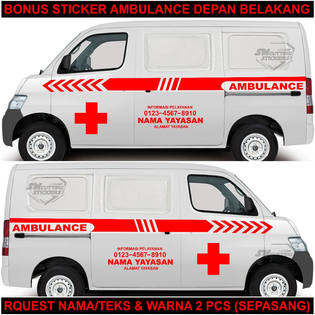 Sticker Mobil Ambulance Granmax Minibus Apv List striping Mobil Ambulance Mobil Jenazah 02