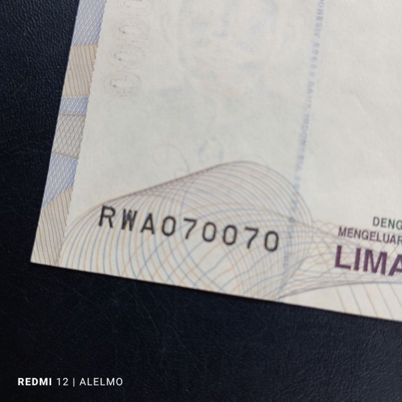 seri radar cantik uang kertas kuno 50000 rupiah wr supratman tahun 1999 imp 2001 seperti baru utuh a