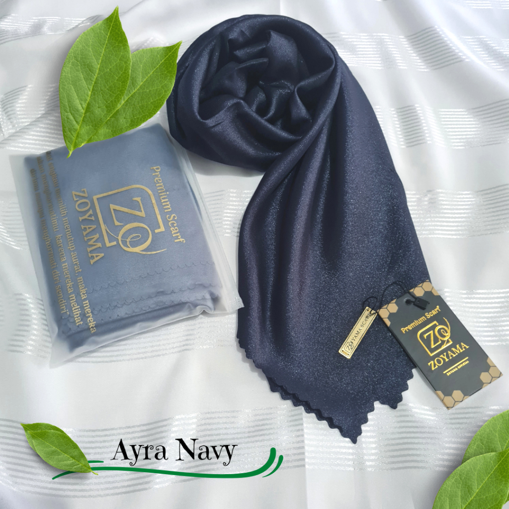 ZOYAMA Ayra - Hijab Segiempat Glitter Syari Navy - Jilbab Segiempat Pesta Jumbo