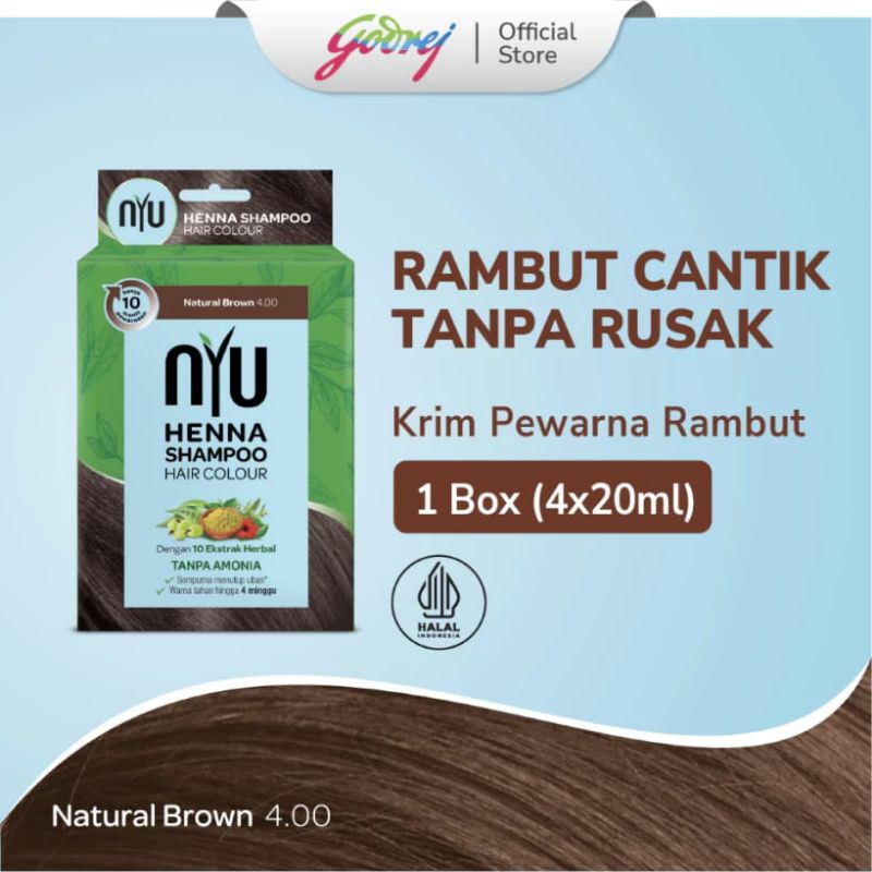 Nyu Henna Shampoo Hair Colour Natural Brown Box