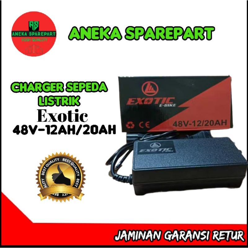 Charger sepeda listrik 48v 12ah/20ah CHARGER EXOTIC SEPEDA LISTRIK ORIGINAL