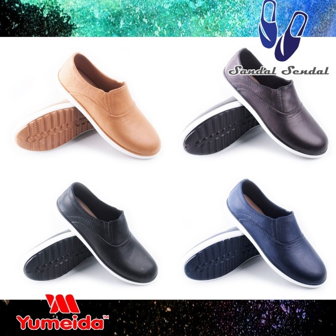 KODE N55B Sepatu Pantofel Yumeida 571 Fashion Casual Pria Karet Lokal Nyaman Ringan Lentur