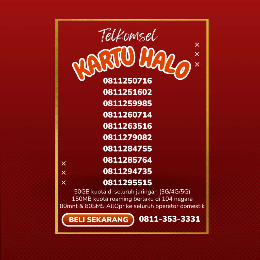 Kuota 50GB  Telkomsel kartu halo 10 digit nomor cantik Nomor langka 12
