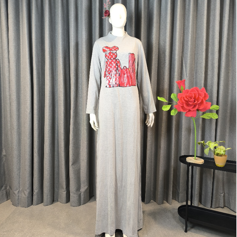 Zahra Gamis Syar’i Bahan Kaos Premium Motif Supreme Merah