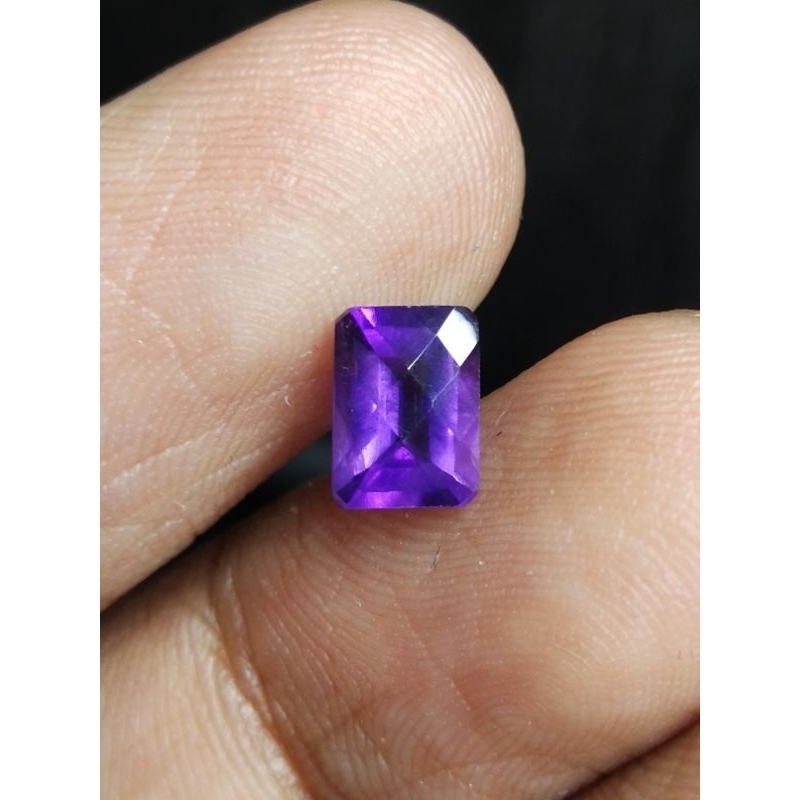 Natural Amethyst 7 x 5 mm Kecubung Ungu Cushion Checkerbord Cutting Tua Berserat Asli Super