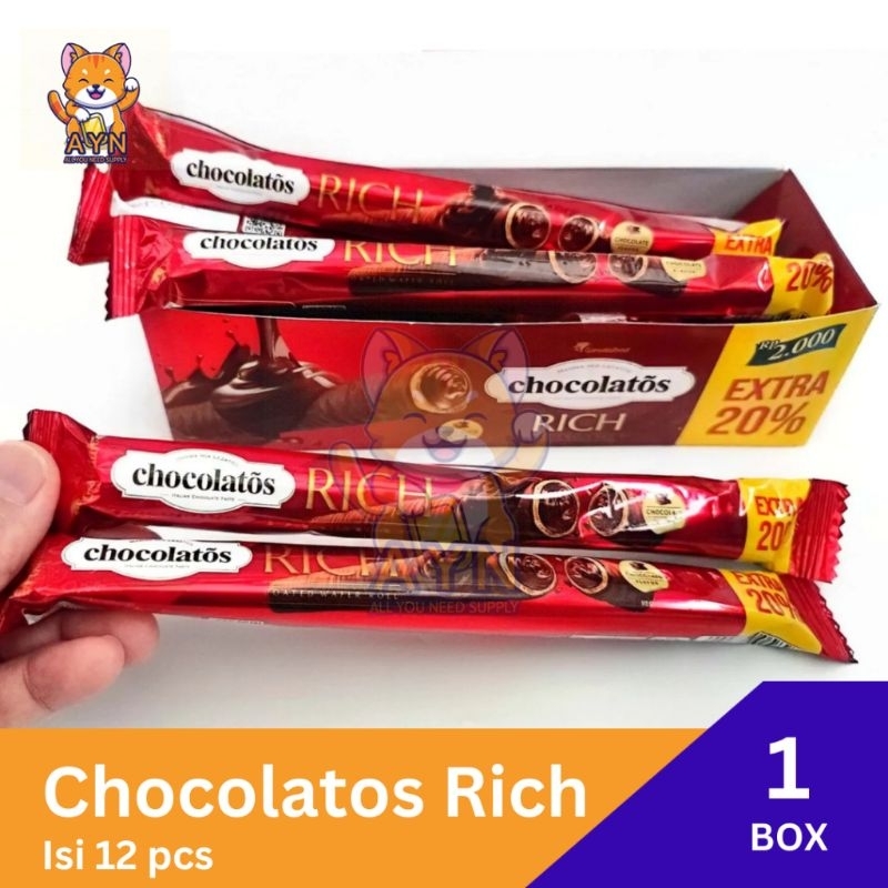 

Chocolatos Rich Coated Wafer Roll isi 12