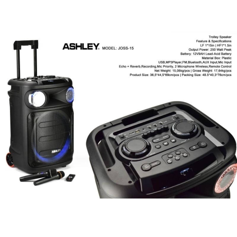 Portable Speaker Ashley Joss 15 Original Bluetooth New Model 15 Inch 250 Watt