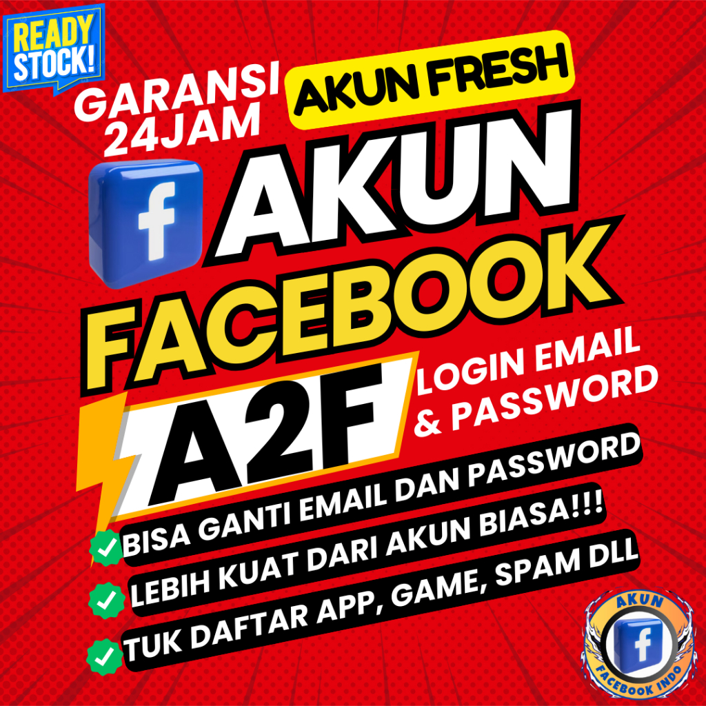 JUAL AKUN FACEBOOK A2F FRESH LOGIN EMAIL BISA GANTI PASSWORD DAN EMAIL GARANSI LOGIN 24 JAM - JUAL A