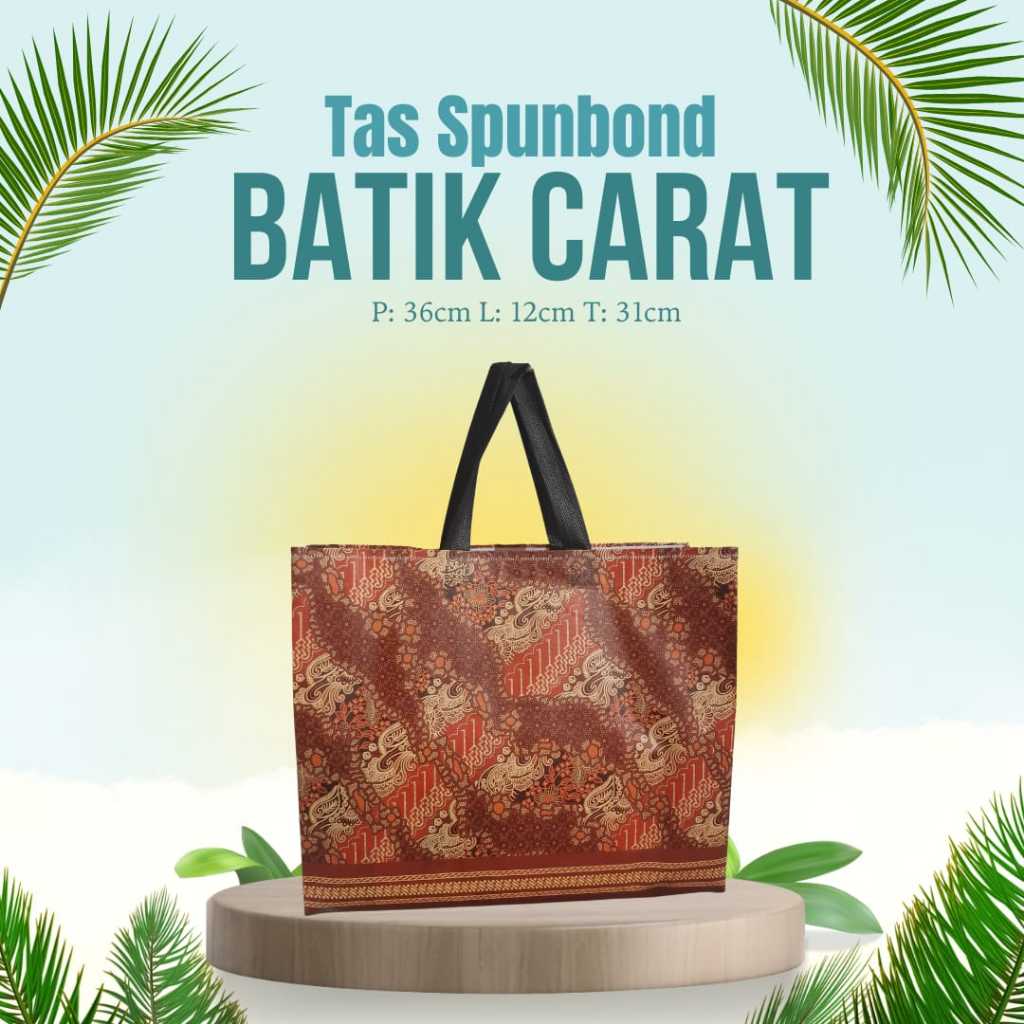 

Tas Spunbond Coating Motif Batik Carat Ukuran 36x12x31cm