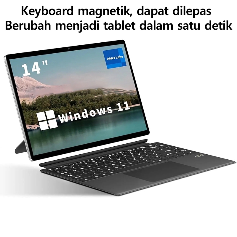 Laptop/Tablet 2-in-1,Intel Core N95 terbaru, laptop 14.1 inci untuk gaming dan pekerjaan, DDR4 16GB 