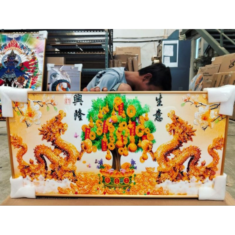 lukisan Porcelain Painting 5D Diamond gambar naga Phoenix