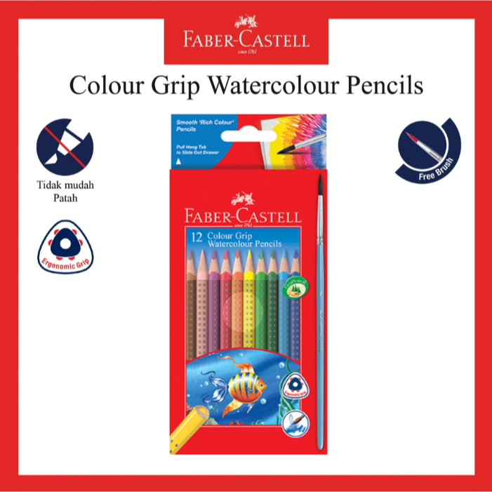 

PENSIL WARNA BESAR / COLORED PENCIL / PENSIL WARNA FABER CASTELL WATERCOLOUR / WATERCOLOR GRIP 12