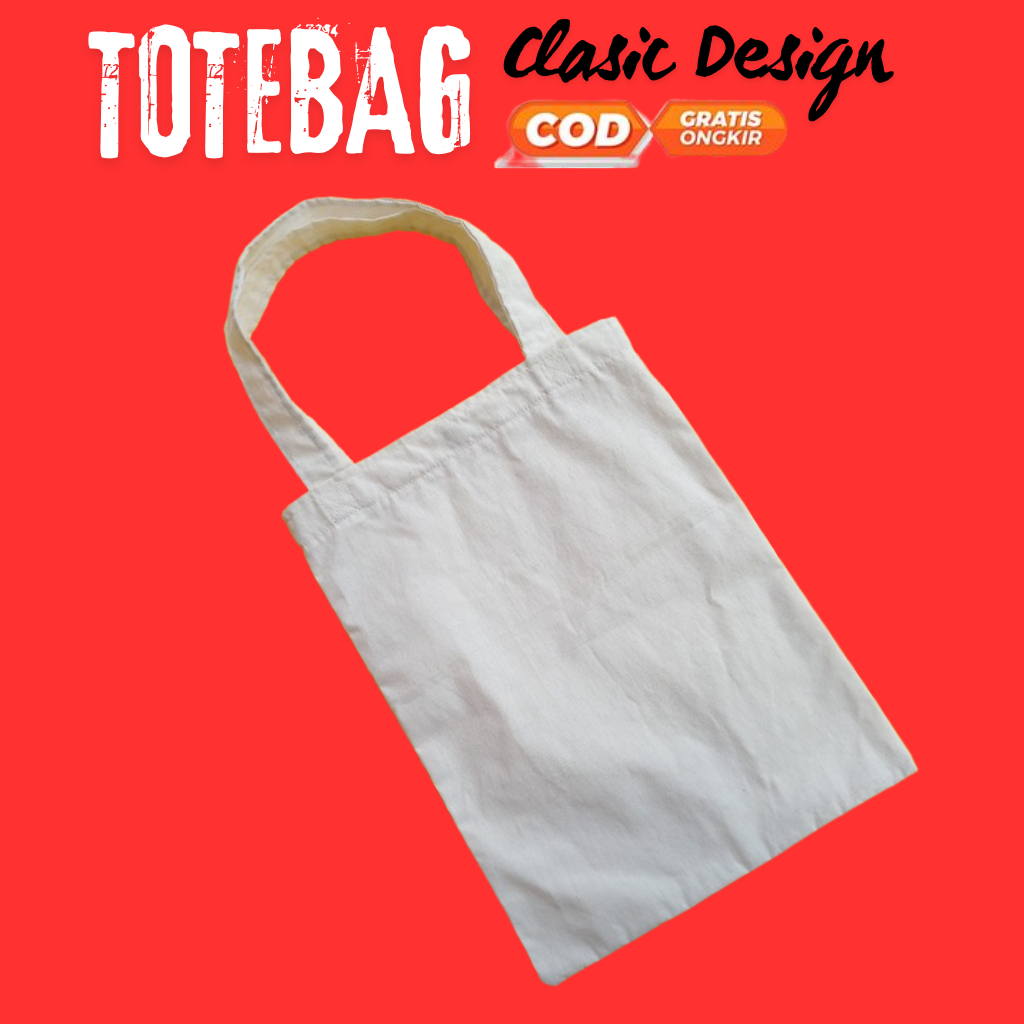 Grosir Tas Totebag / Tas Bekal Anak Sekolah / Tas Kuliah / Tas Ngaji / Tas Kasual bahan Blacu polos 