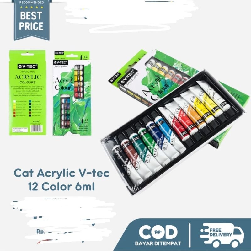 

Cat Lukis Acrylic /Akrilik Vi tec 12 Warna 6ml