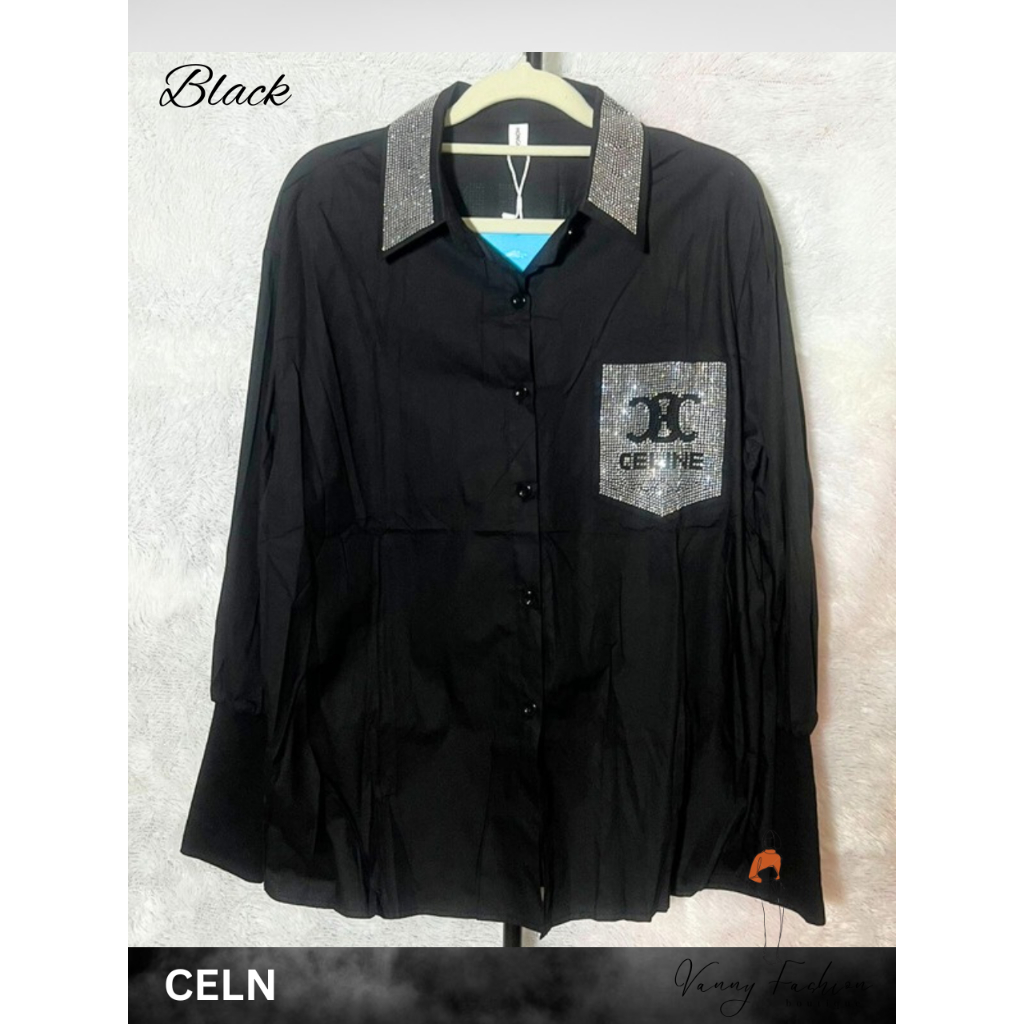 Kemeja Atasan Blouse Wanita Lengan Panjang Celin Glamour