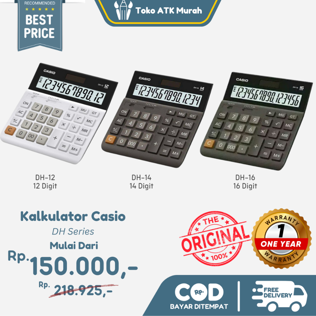 

Kalkulator - Calculator Casio 12 Digit DH-12 / 14 Digit DH-14 / 16 Digit DH-16