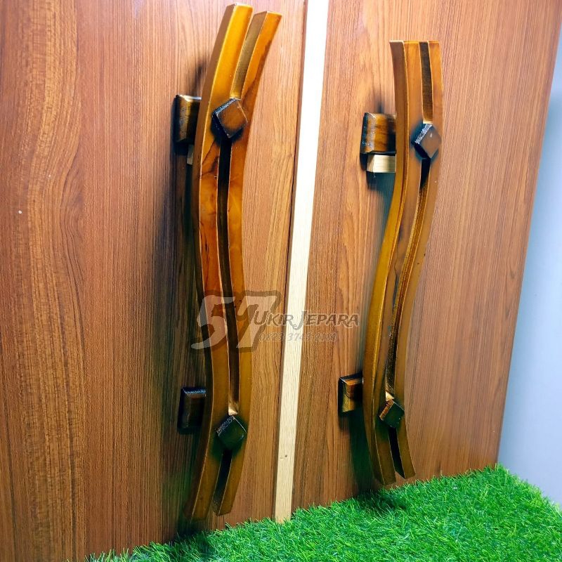 Gagang Tarikan Pintu Lengkung - Handle Pintu Rumah Minimalis Bahan Kayu Jati