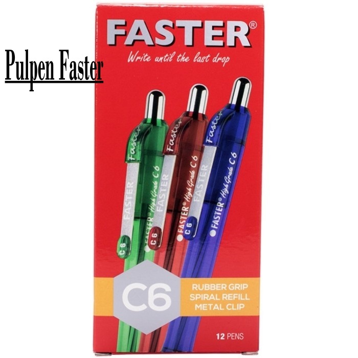 

Ballpoint Cetek Merek Faster Pena Faster C6 (isi 12pcs) Pulpen Bolpoin