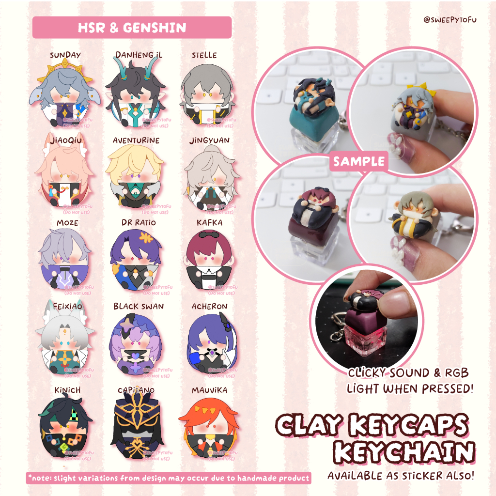 [fanmerch] Keycaps keychain Honkai star rail Genshin Danheng Sunday Kafka Stelle Jingyuan Black swan