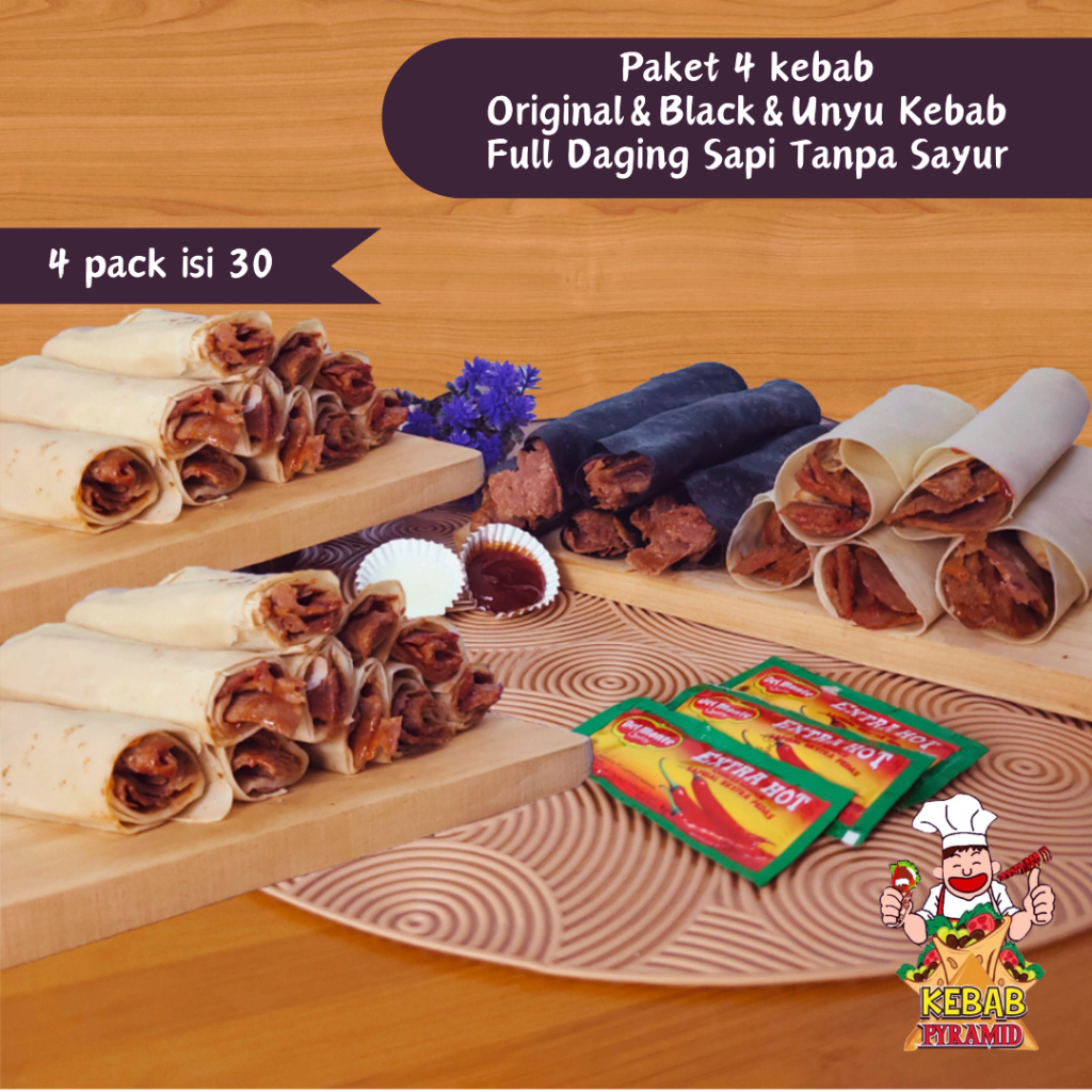

Paket 30 Kebab Full Daging. Kebab Ori PANJANG, Black Kebab PANJANG, Kebab Unyu 2 pack. Total 30 Kebab Frozen Food Makanan instan