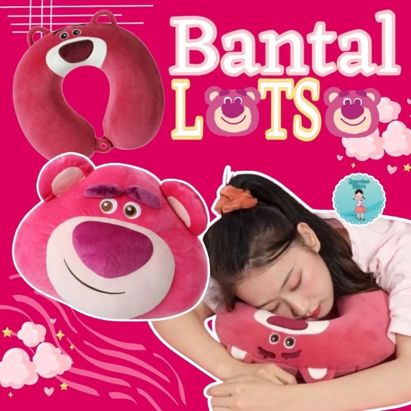 ￼Boneka Bantal Lotso/ Boneka Karakter Toy Story Lotso / Boneka Kepala Lotso 40cm/Bantal Leher Lotso/