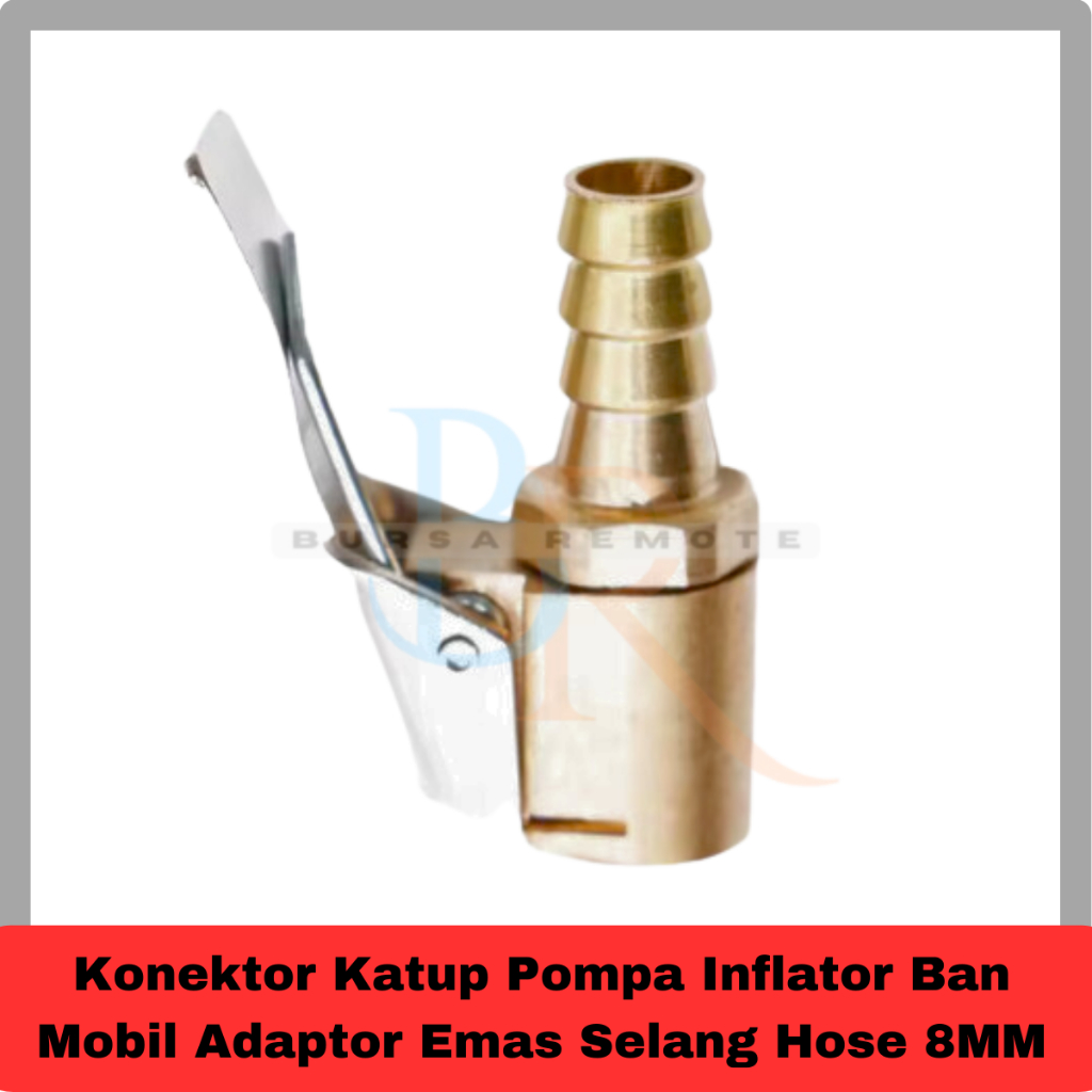 Konektor Katup Pompa Inflator Ban Mobil Adaptor Emas Selang Hose 8MM