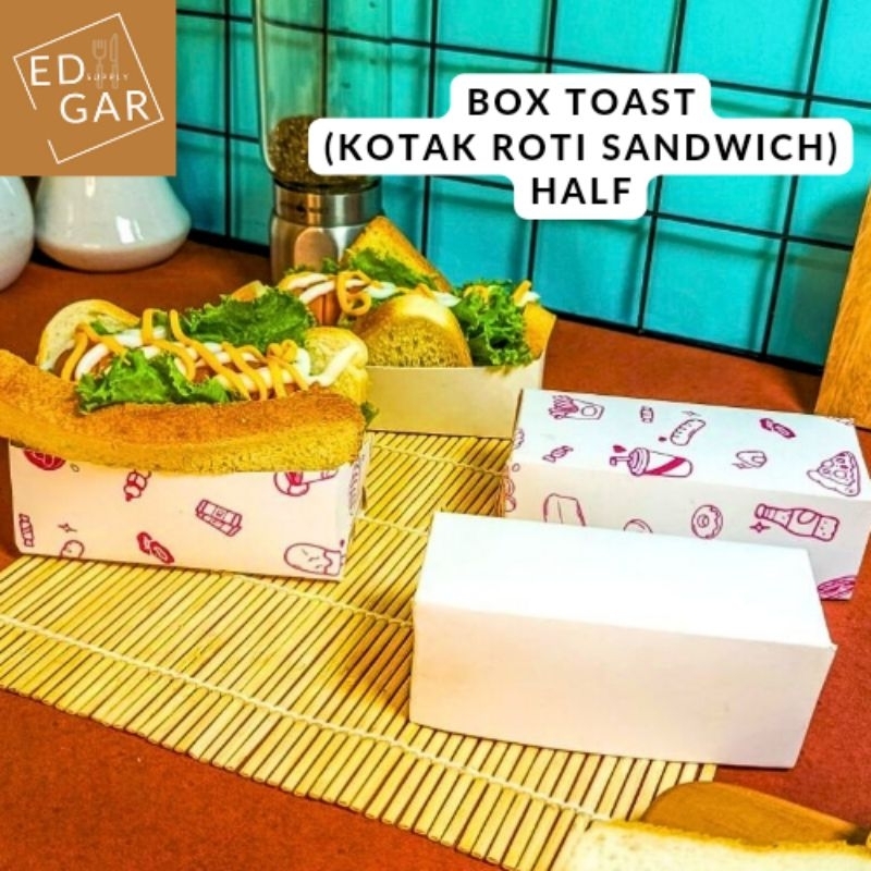 toast box half / kotak roti sandwich roti panggang / tray toast roti / kotak snack kentang / paper b