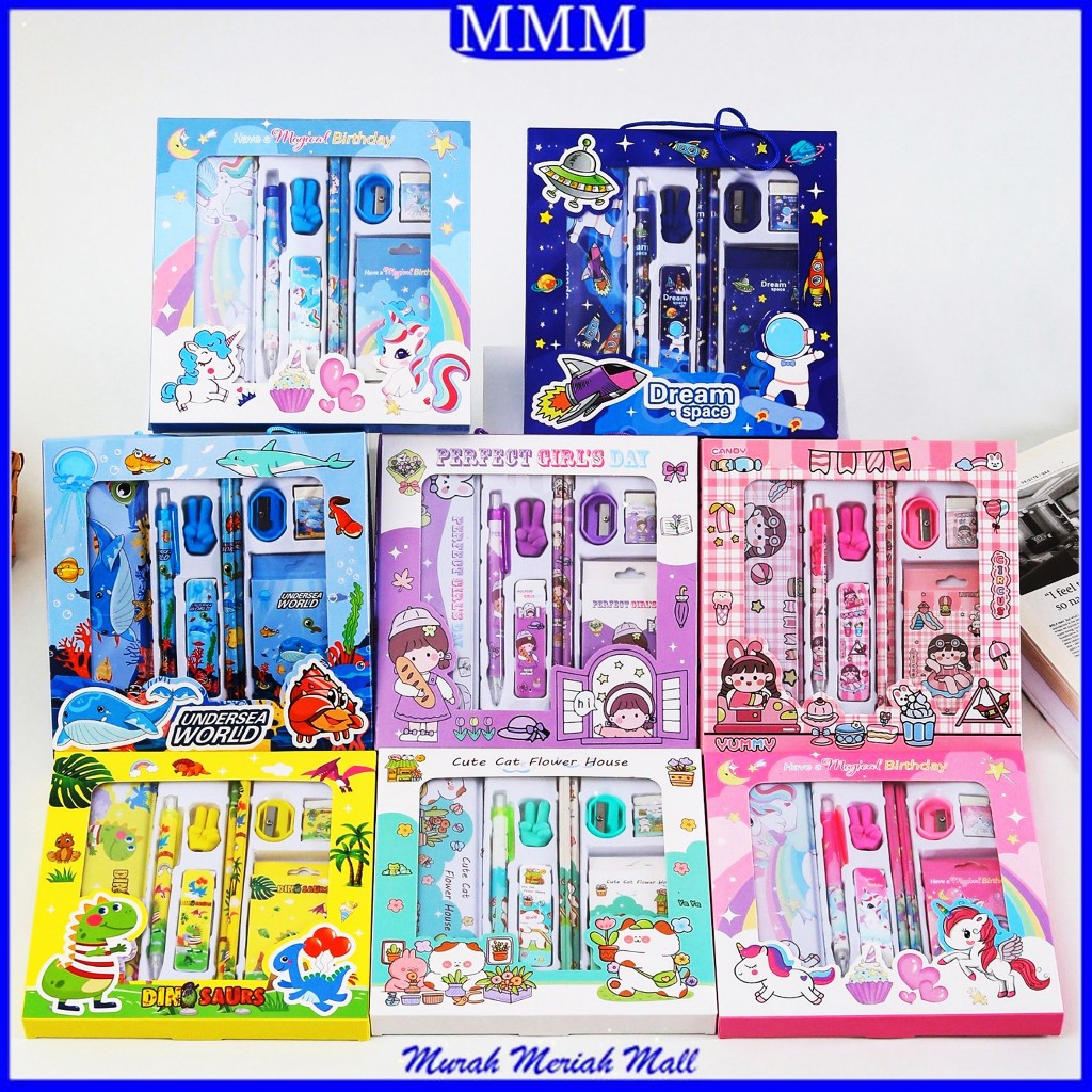 

MMM Alat Tulis Set 9In1 Stationery Set Karakter Lucu Set Perlengkapan Alat Tulis Sekolah Anak Lengkap Souvenir Ulang Tahun Anak Alat Tulis 9 IN 1 Tempat Pensil Kaleng